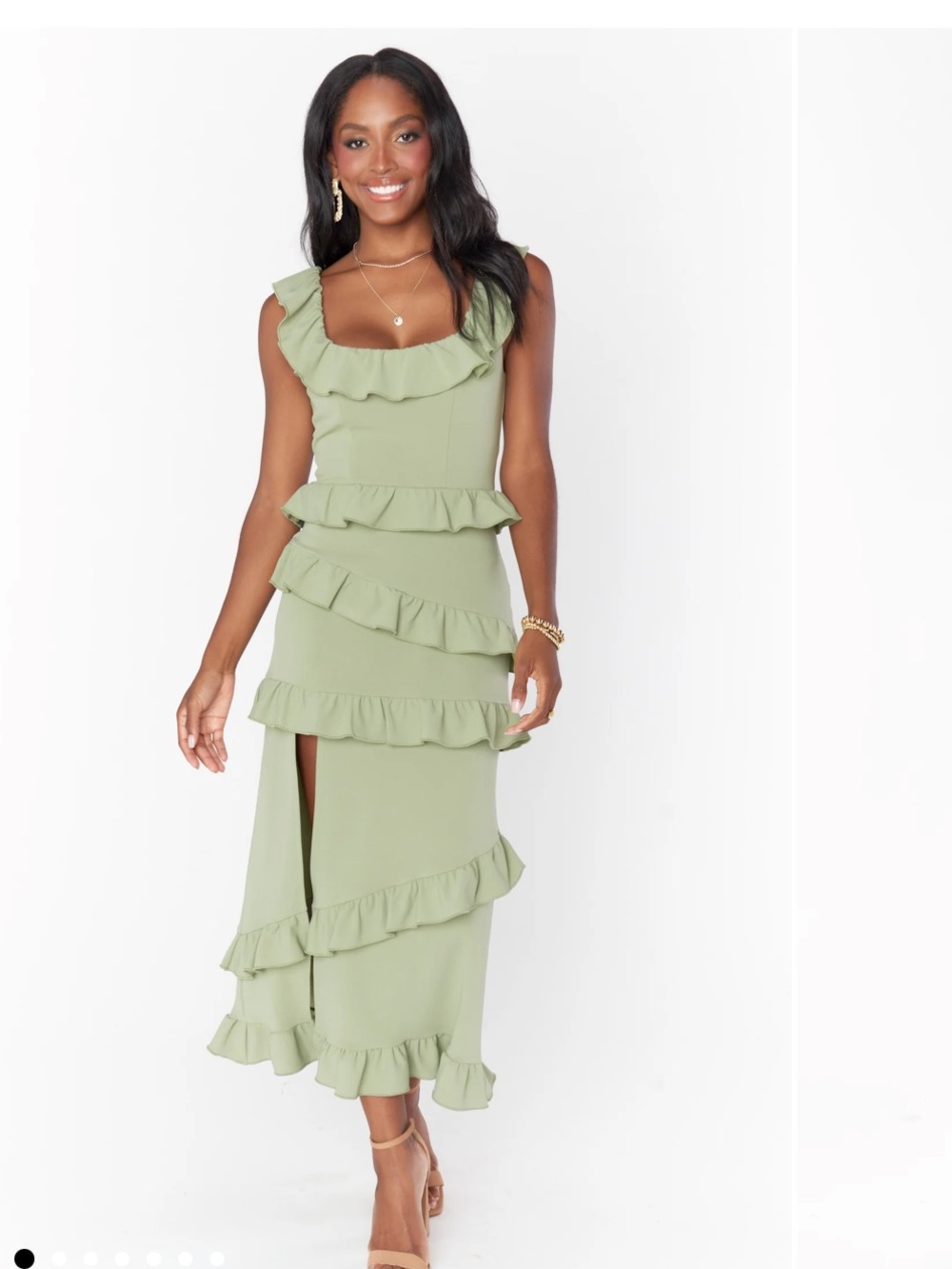 Show Me Your MuMu Bridesmaid Greta Dress Moss Green - Picture 1 of 7